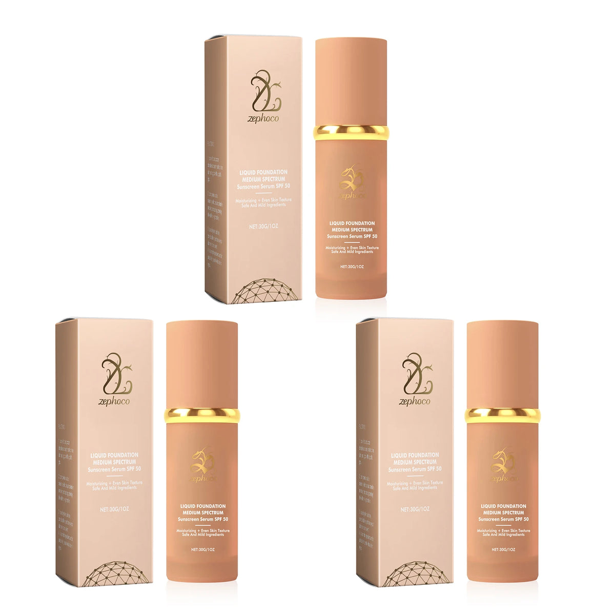 Zephoco Liquid Foundation SPF 50 Waterproof Full Coverage Concealer