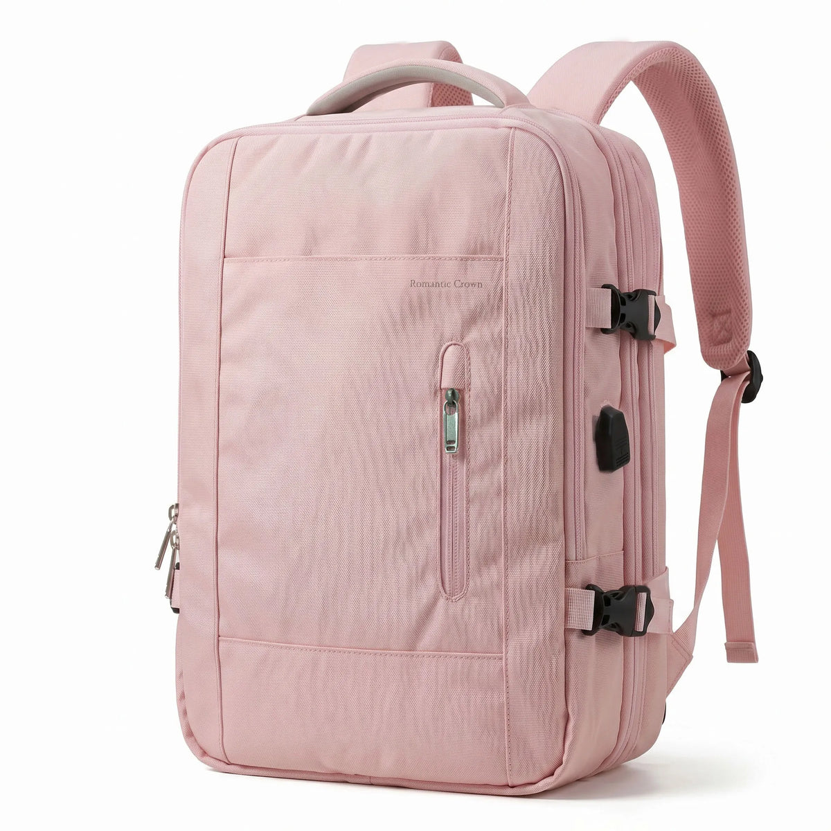Black Romantic Crown Expandable Rucksack for Women,17.3 Inch Laptop Travel Carry‑On Backpack With USB Port Anti‑Theft Water‑Repellent Weekender Business Bag