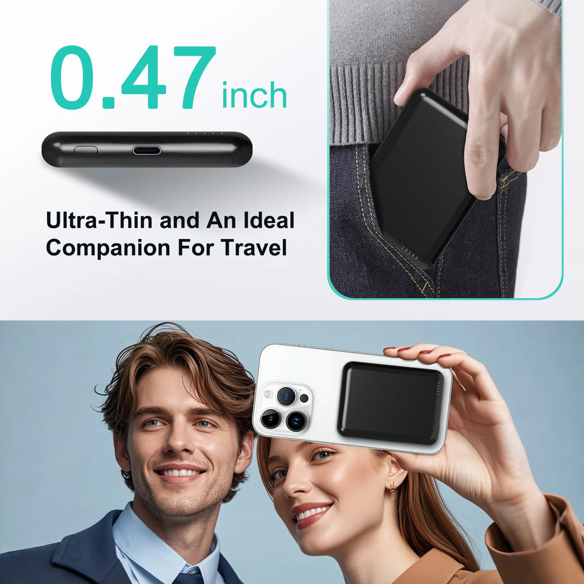 Magnetic Wireless Power Bank 5000mAh Fast Charger With Usb Cable