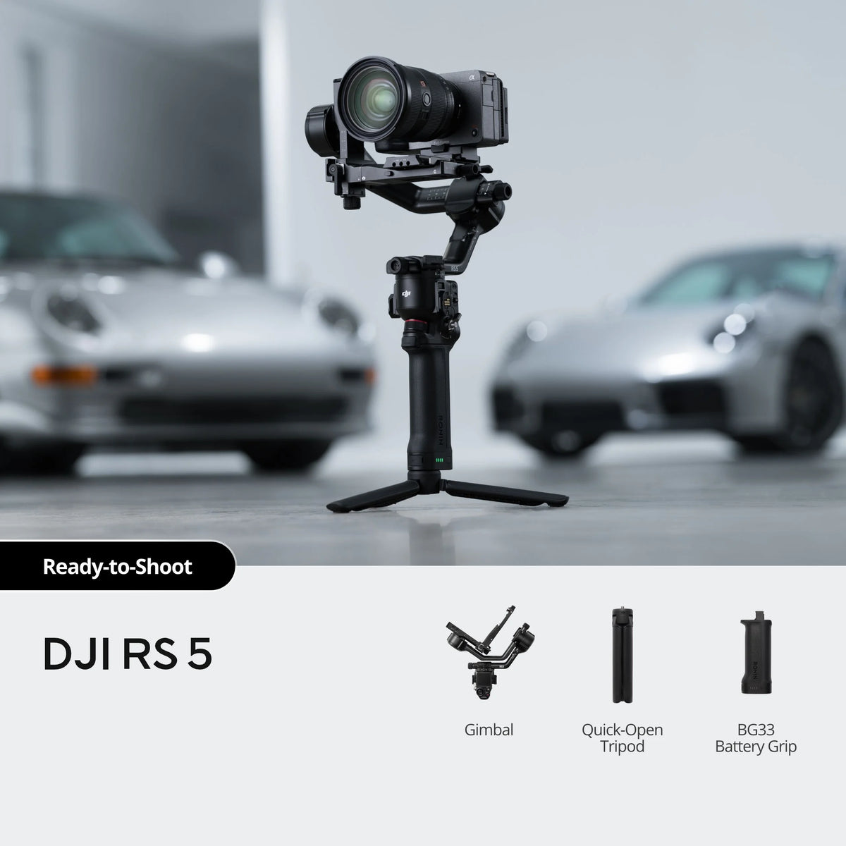 DJI RS 5 Gimbal Camera Stabilizer for Filmmakers and Videographers - 3-Axis Stabilizer for Wedding, Documentary & Commercial Video, OLED, Bluetooth, RavenEye