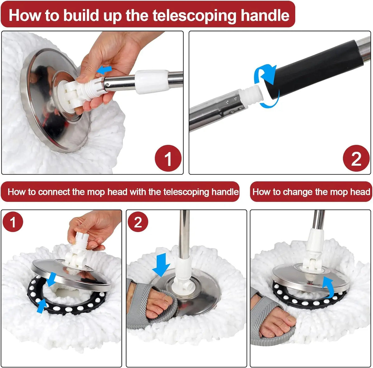 360 Degree Spin Mop Bucket Set With Microfiber Wring System