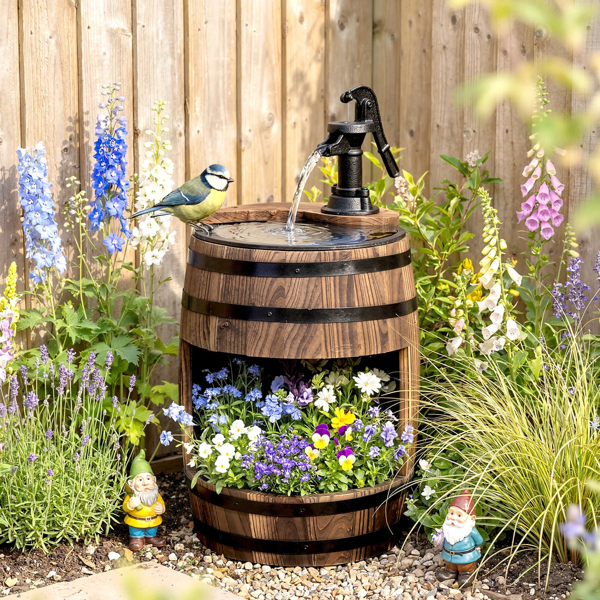 Outsunny Wooden Water Pump Fountain For Garden And Patio Decor