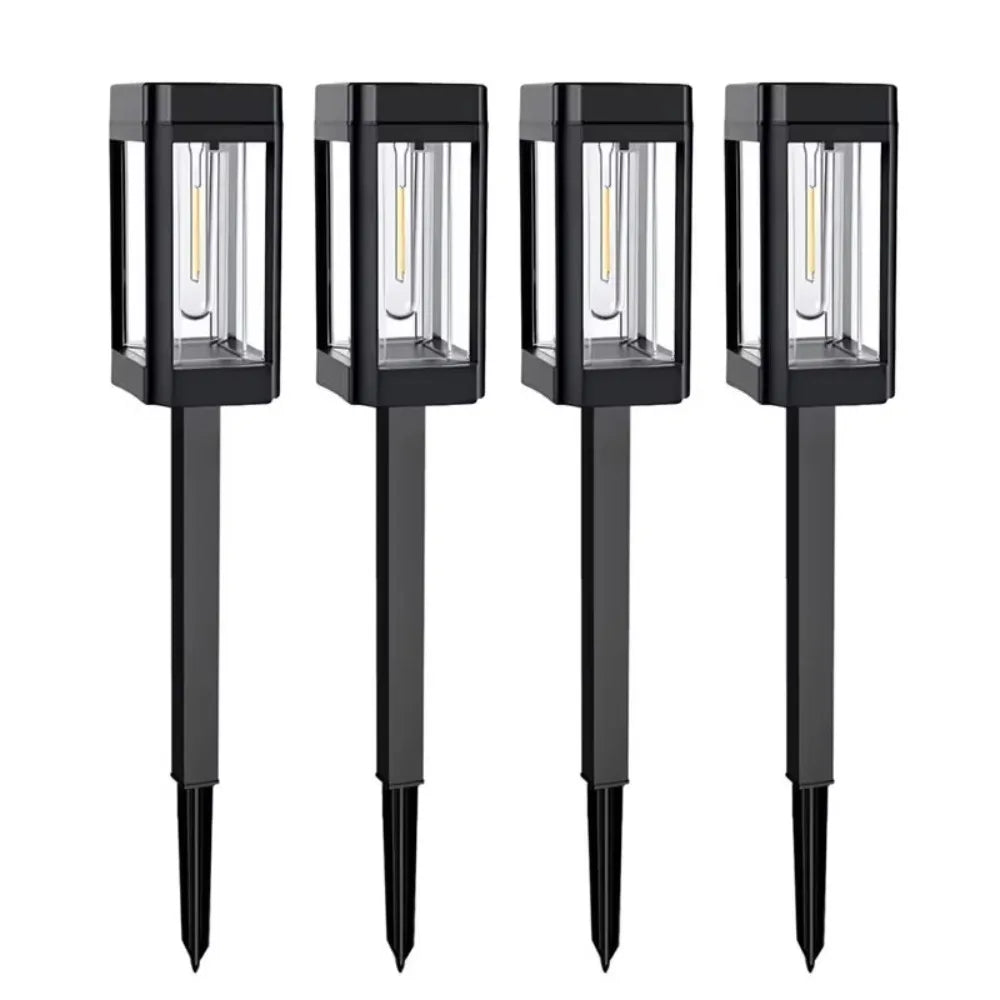 Upgraded Solar Panel Lawn Path Lights All Night Lighting Waterproof Outdoor Garden Walkway Yard Decorative Lamp 4Pack