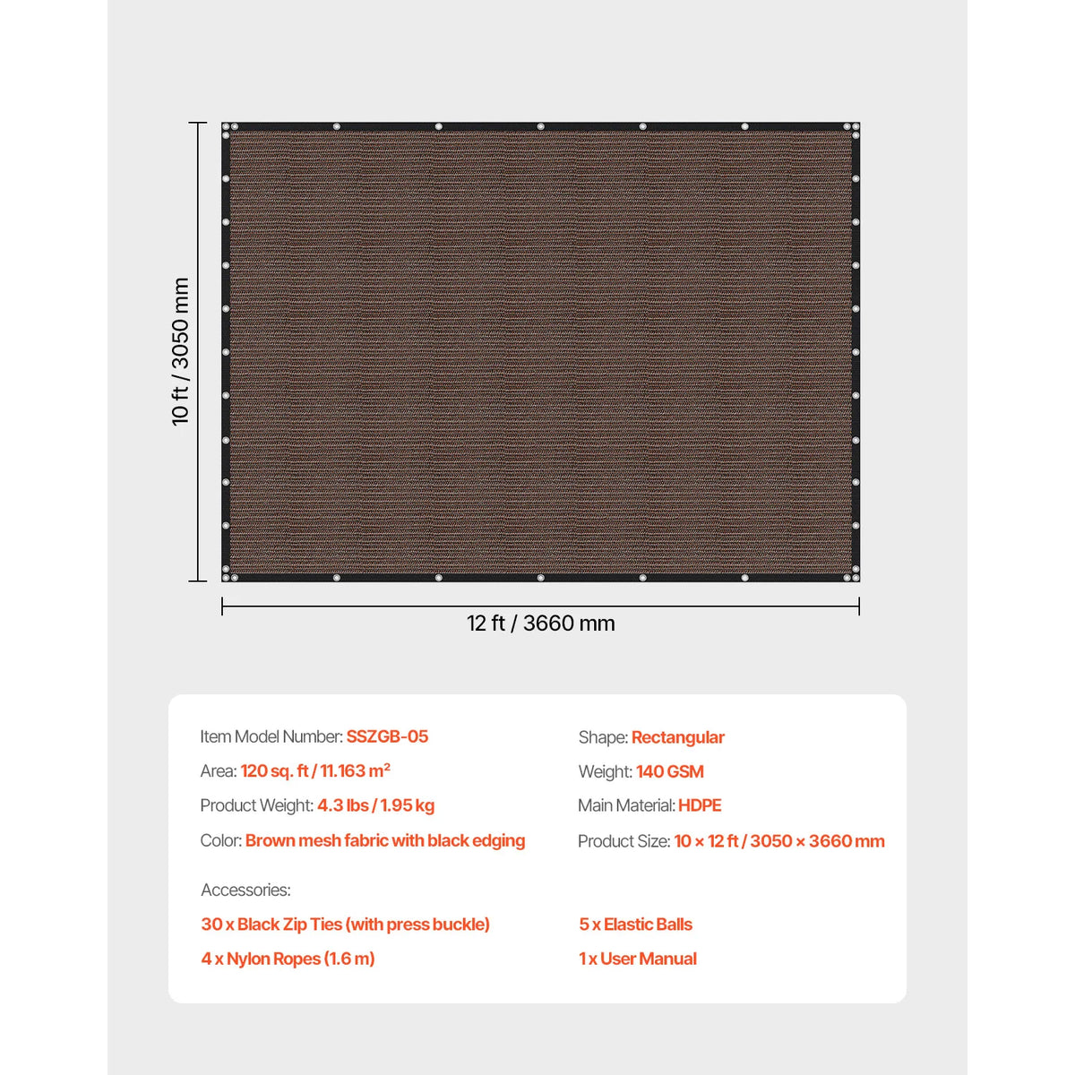 SucceBuy HDPE Sun Shade Cloth For Outdoor Garden Privacy Screen