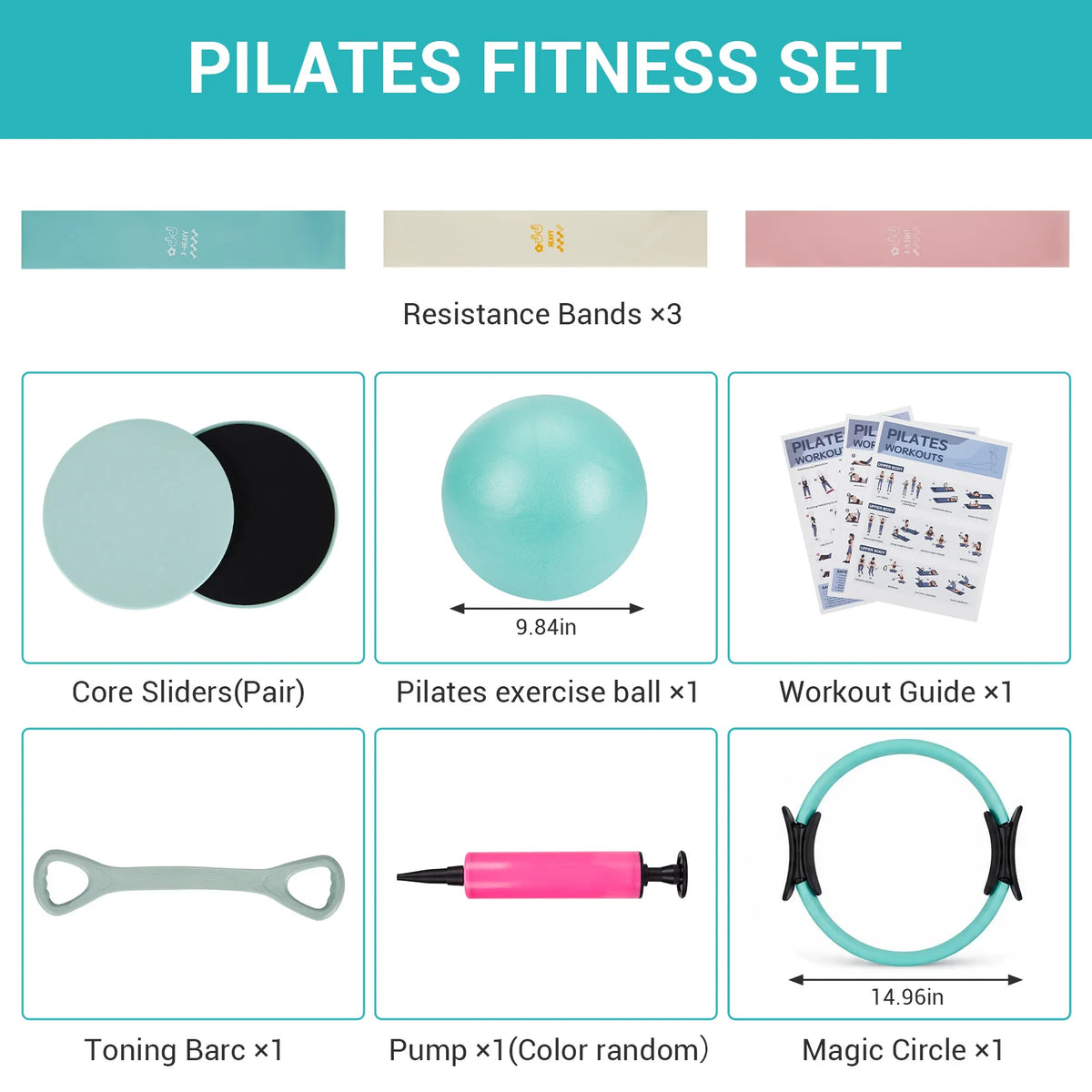 Pilates Training Set With Ring Bands Sliders And Toning Bar