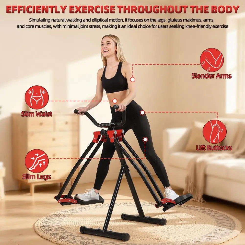 Cross Trainer Glider, 330LBS Load Bearing Air Walker Exercise Machine, Foldable Elliptical Cross Trainer With LCD Monitor