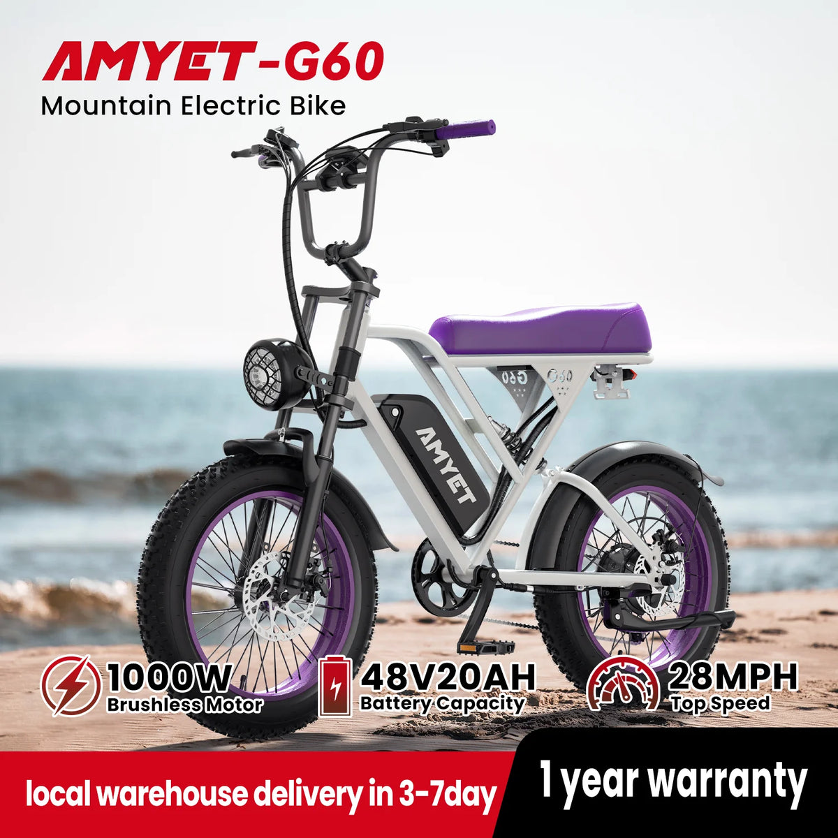 Amyet G60 1000W Electric Mountain Bike With 48V Battery