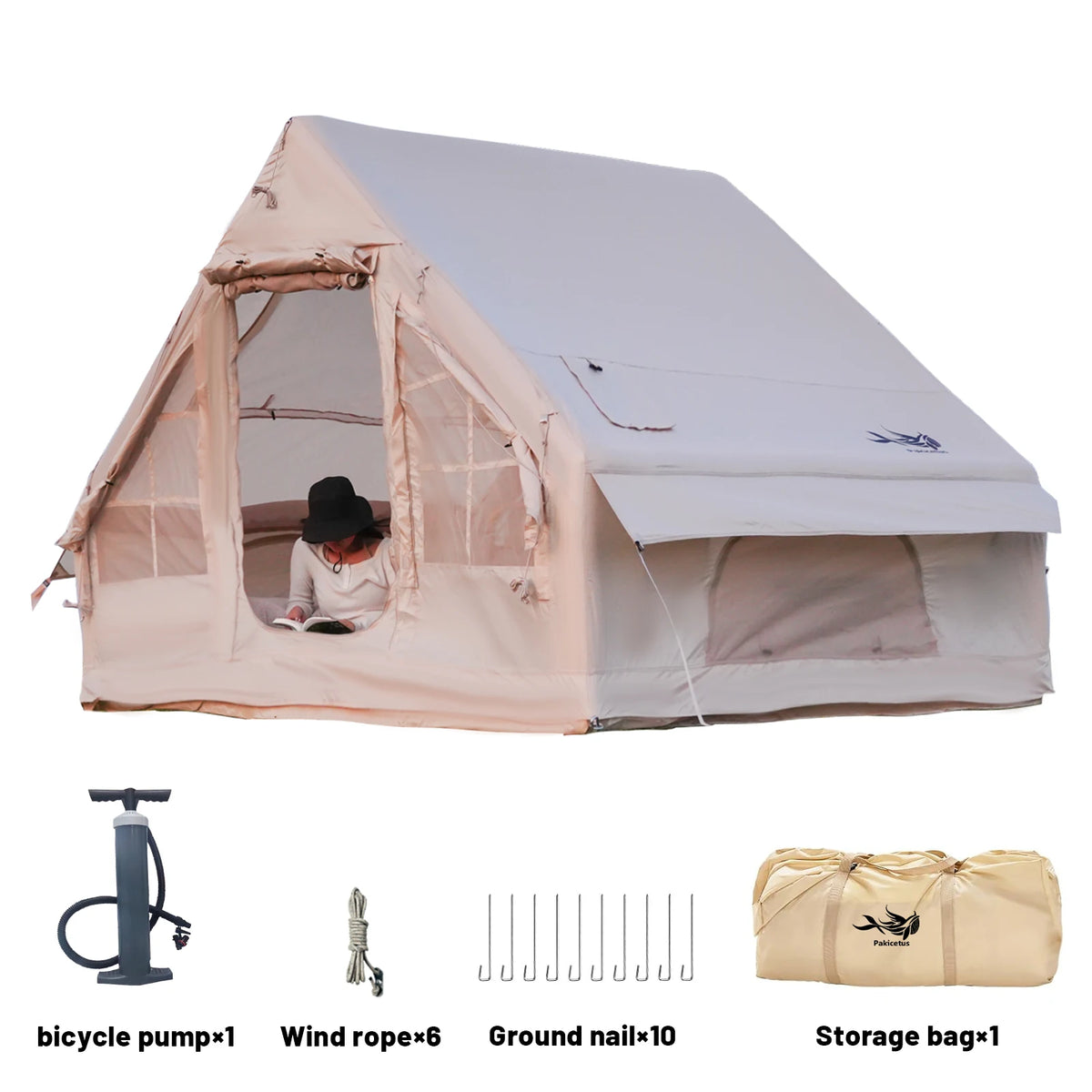 Pakicetus Waterproof Inflatable Camping Tent With Stove Plug