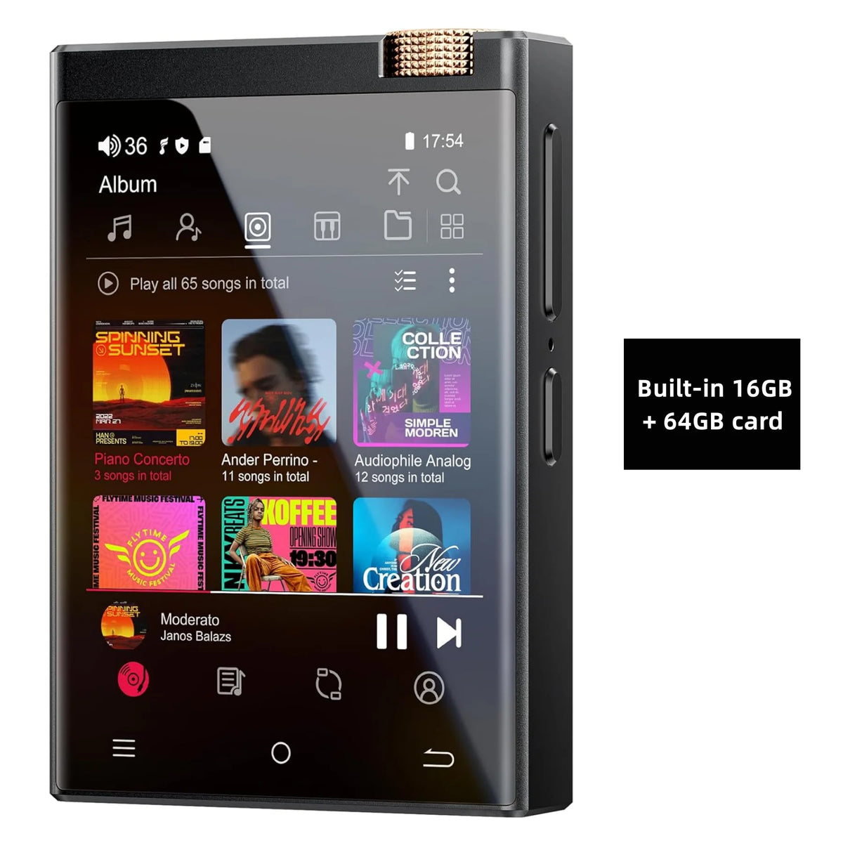 Hi-Fi MP3 Player with Bluetooth and WiFi, Oilsky Lossless DSD High-Resolution Digital Audio, up to 1TB