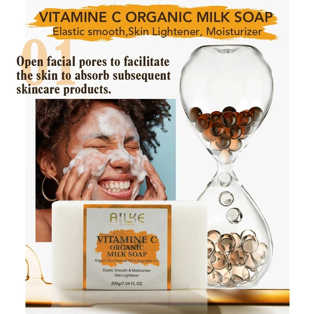 Ailke Vitamin C Organic Milk Soap Whitening Facial Cleansing