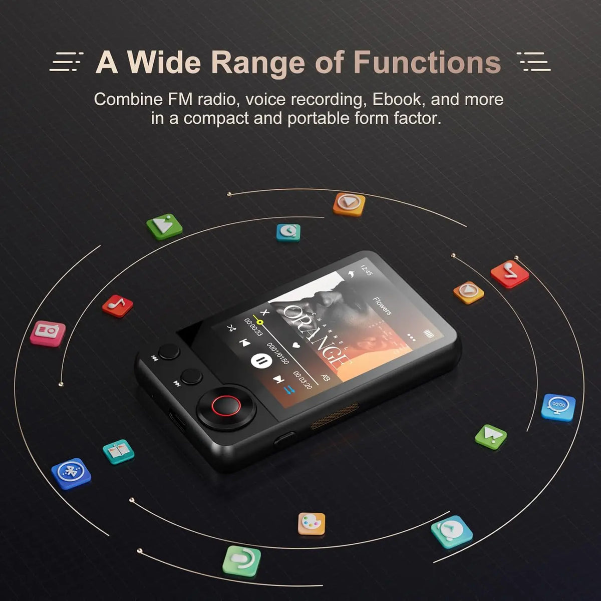 MECHEN MP3 Player with Bluetooth 5.3, 2.4-inch, HD Speakers, Dual Headphone Ports, FM Radio, Audio Recording, EBooks
