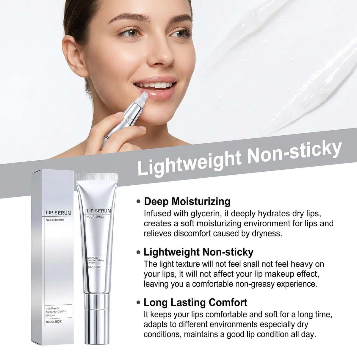 Moisturizing Lip Essence Peptide Lip Treatment Lips Balm Soothing Moisturizing Hydrating Dry Rough Lip Shine Volume Lip Gloss Light Tinted Lips Balm