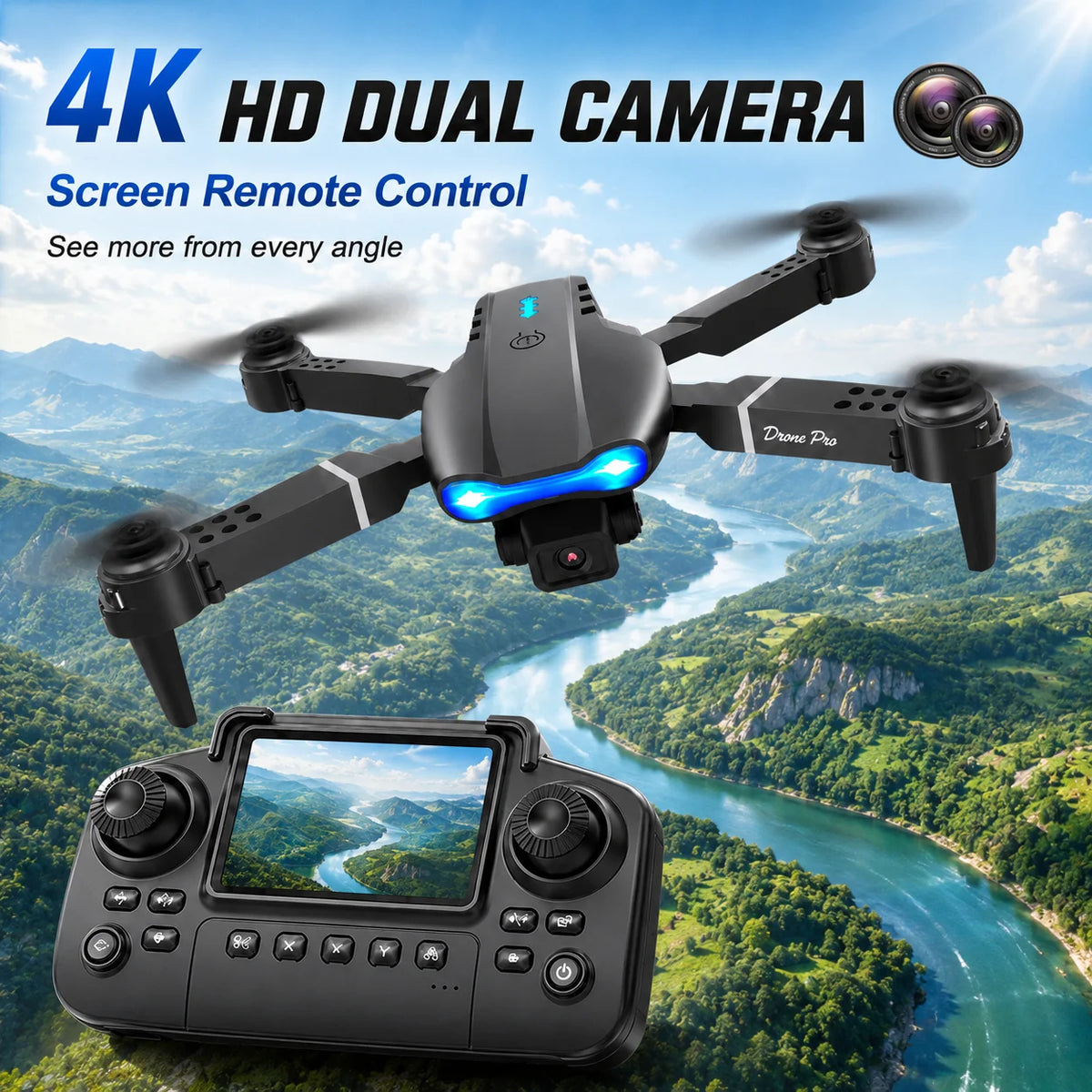 ZNLYRION 4K RC Drone With Dual Camera And Screen Remote