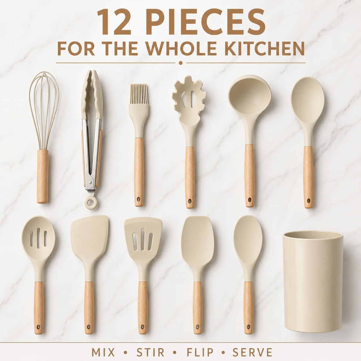 Silicone Cooking Utensils Set Heat Resistant BPA-Free Kitchen Utensil Set with Wooden Handle for Nonstick Cookware Best Choice 2026