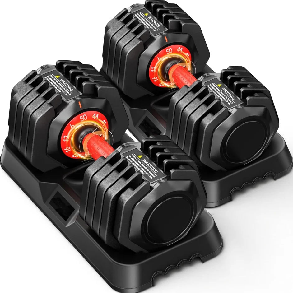 Adjustable Dumbbell 50LB/25LB Options, Fast Weight Select Dumbbell for Home Gym, Anti-Slip Handle & Secure Lock System, Single Dumbbell for Full Body Strength Workout