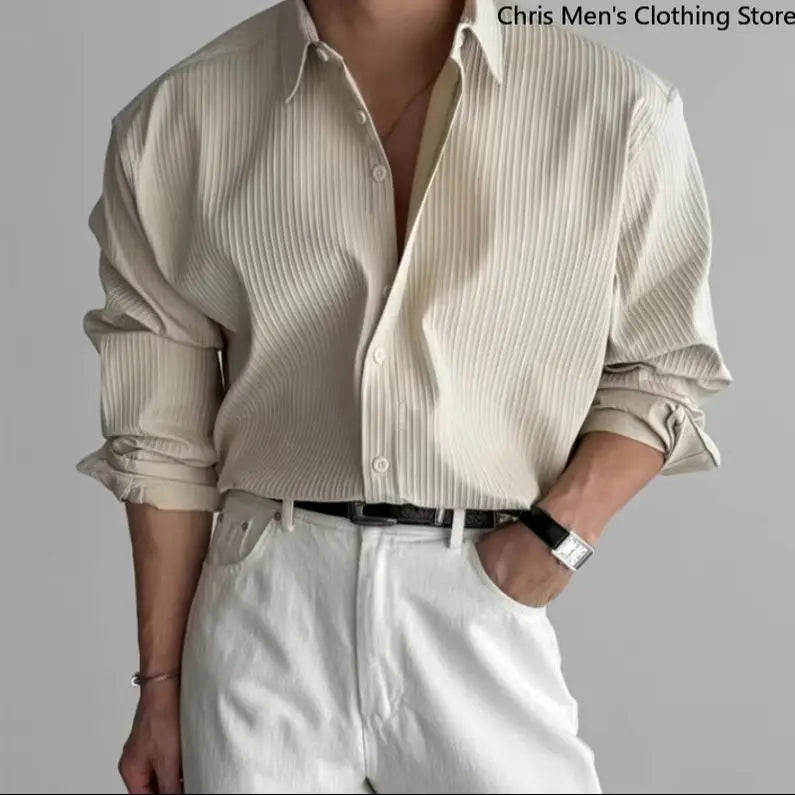 A Must-have Business Casual Shirt for Stylish Men, Men's Wear Made of Textured Fabric High-end Quality Fashionable Men's Shirts