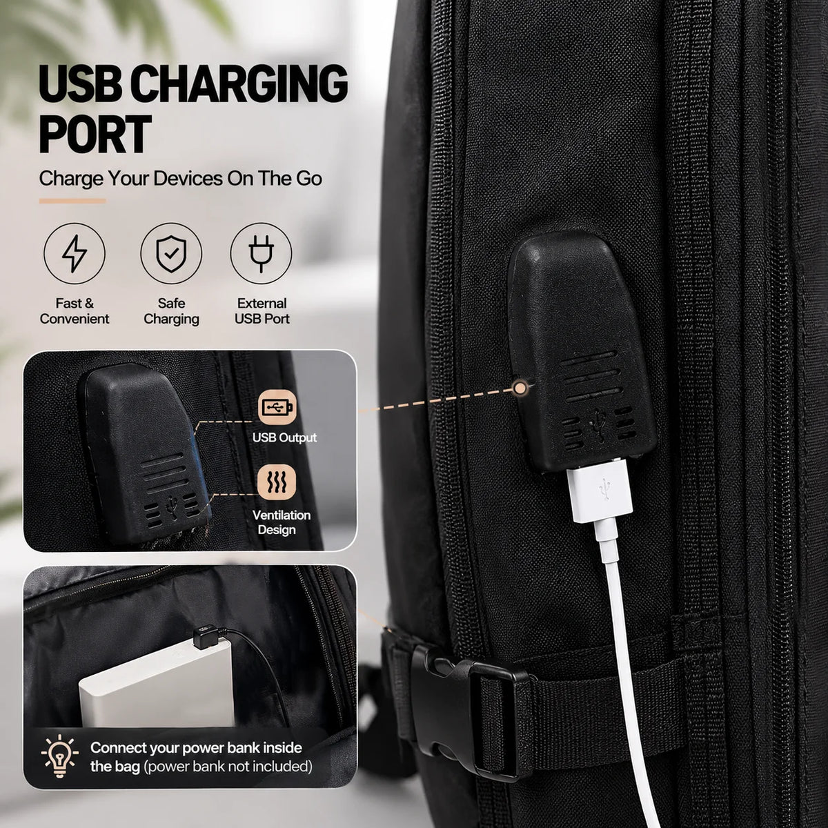 Black Romantic Crown Expandable Rucksack for Women,17.3 Inch Laptop Travel Carry‑On Backpack With USB Port Anti‑Theft Water‑Repellent Weekender Business Bag