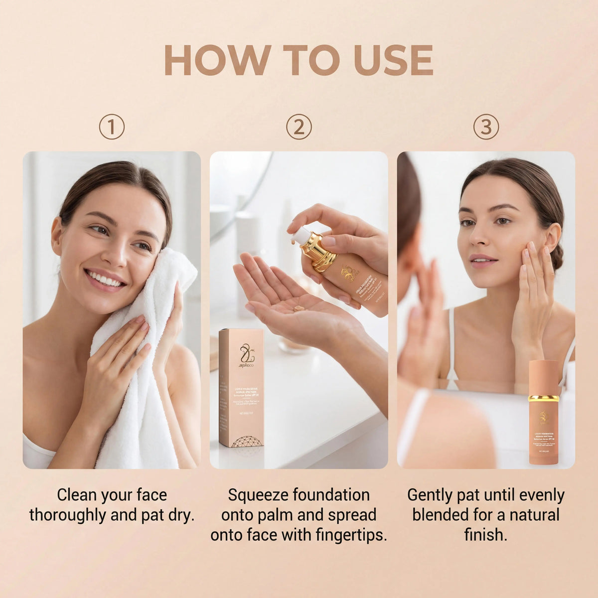Zephoco Liquid Foundation SPF 50 Waterproof Full Coverage Concealer
