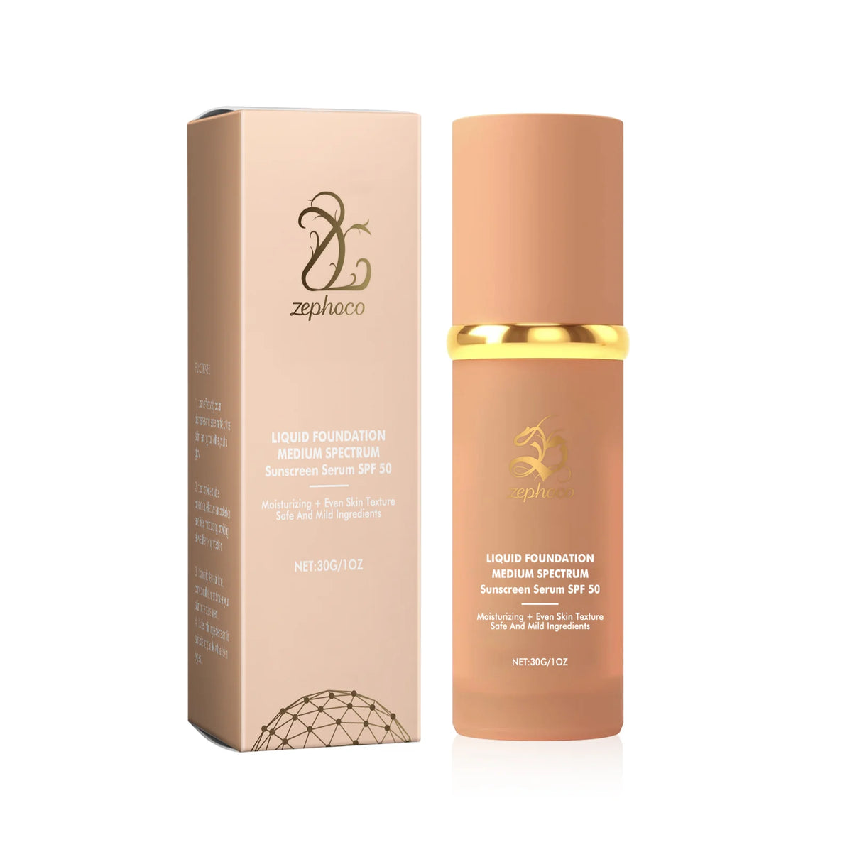Zephoco Liquid Foundation SPF 50 Waterproof Full Coverage Concealer