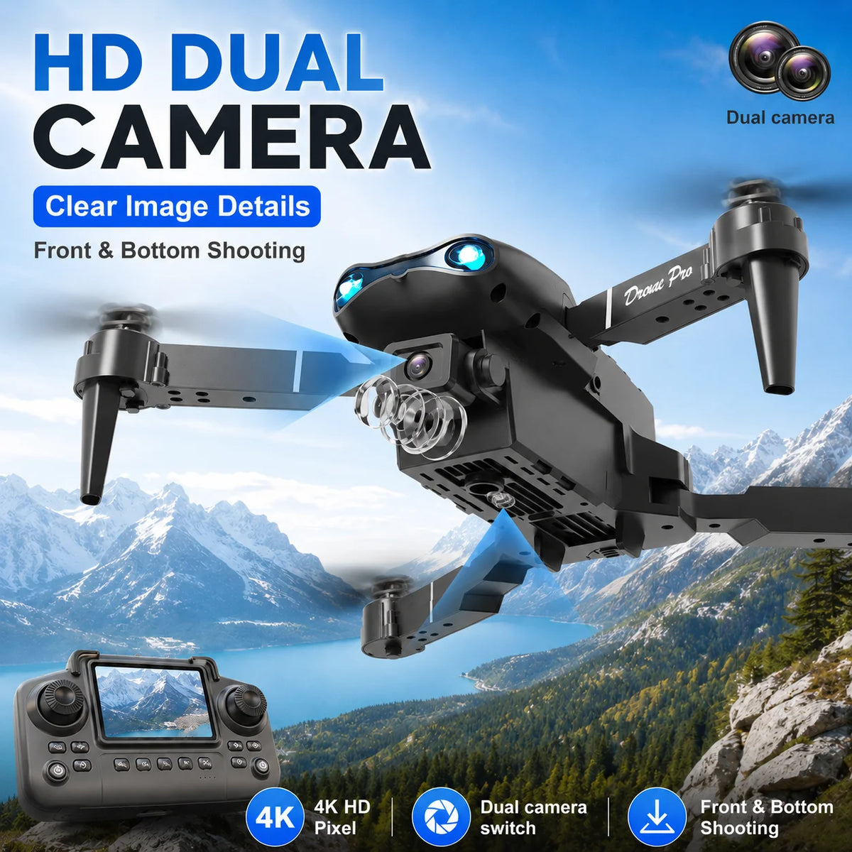 ZNLYRION 4K RC Drone With Dual Camera And Screen Remote