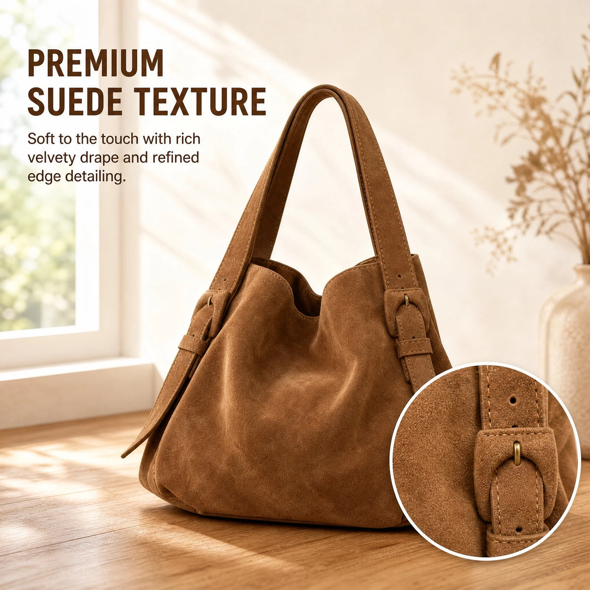 2026 New Vintage Brown Large Capacity Bucket Bag, Can Be Used As Shoulder Bag, Underarm Bag, Crossbody Bag