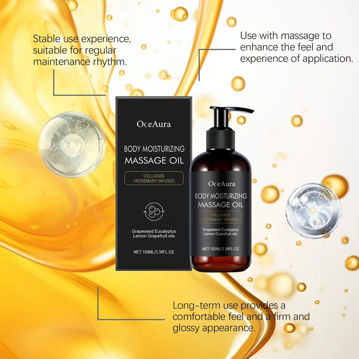 OceAura Moisturizing Massage Oil For Gentle Hydrating Skin Care