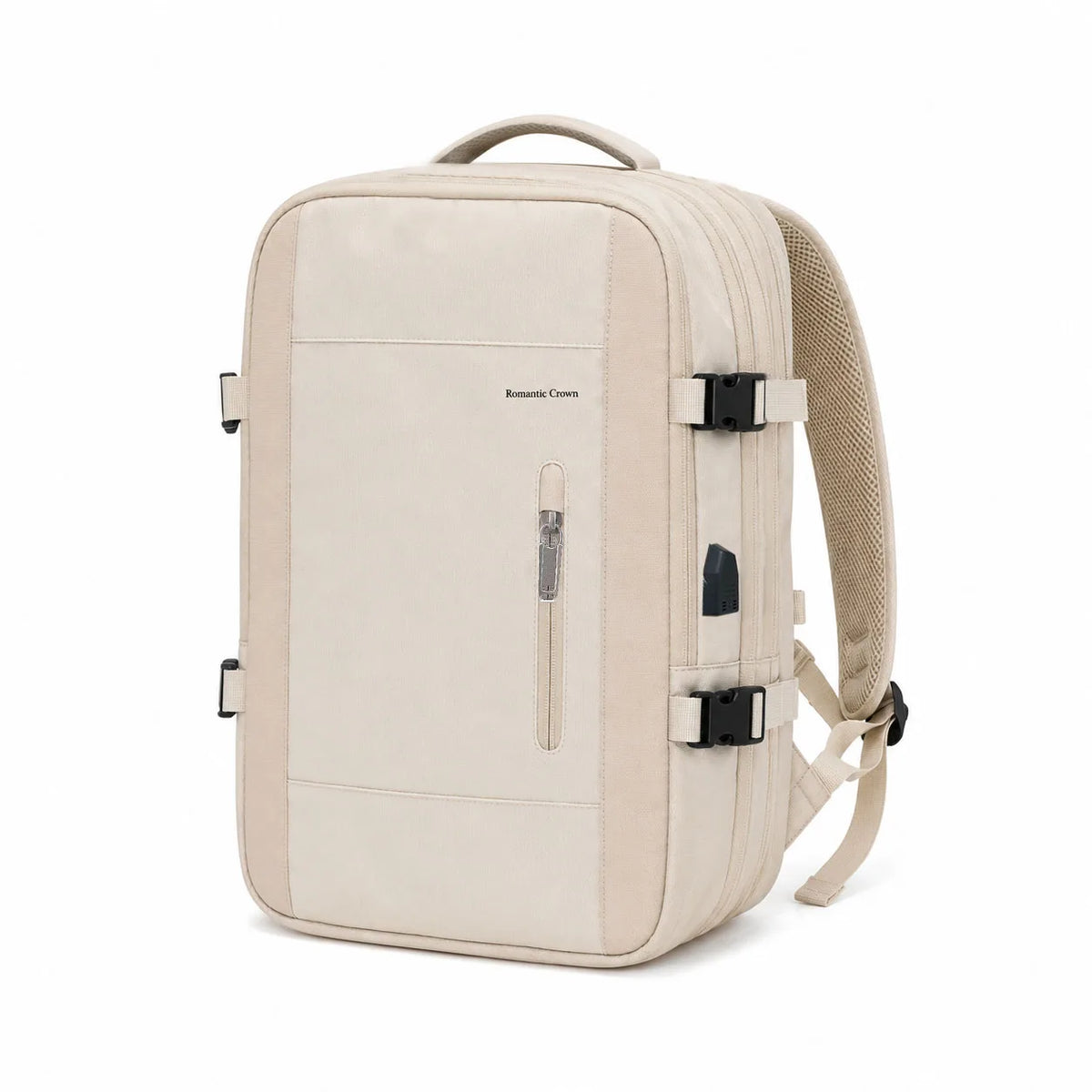 Black Romantic Crown Expandable Rucksack for Women,17.3 Inch Laptop Travel Carry‑On Backpack With USB Port Anti‑Theft Water‑Repellent Weekender Business Bag