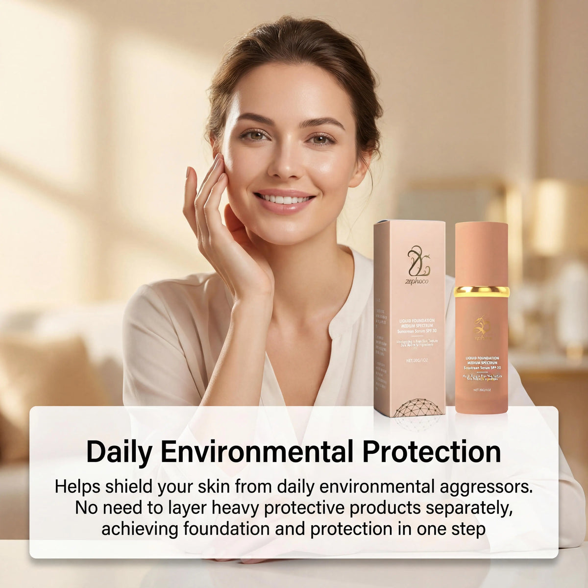 Zephoco Liquid Foundation SPF 50 Waterproof Full Coverage Concealer
