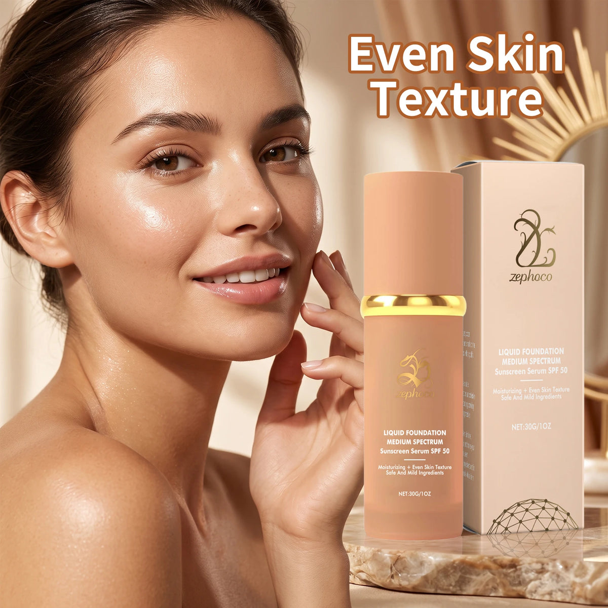 Zephoco Liquid Foundation SPF 50 Waterproof Full Coverage Concealer