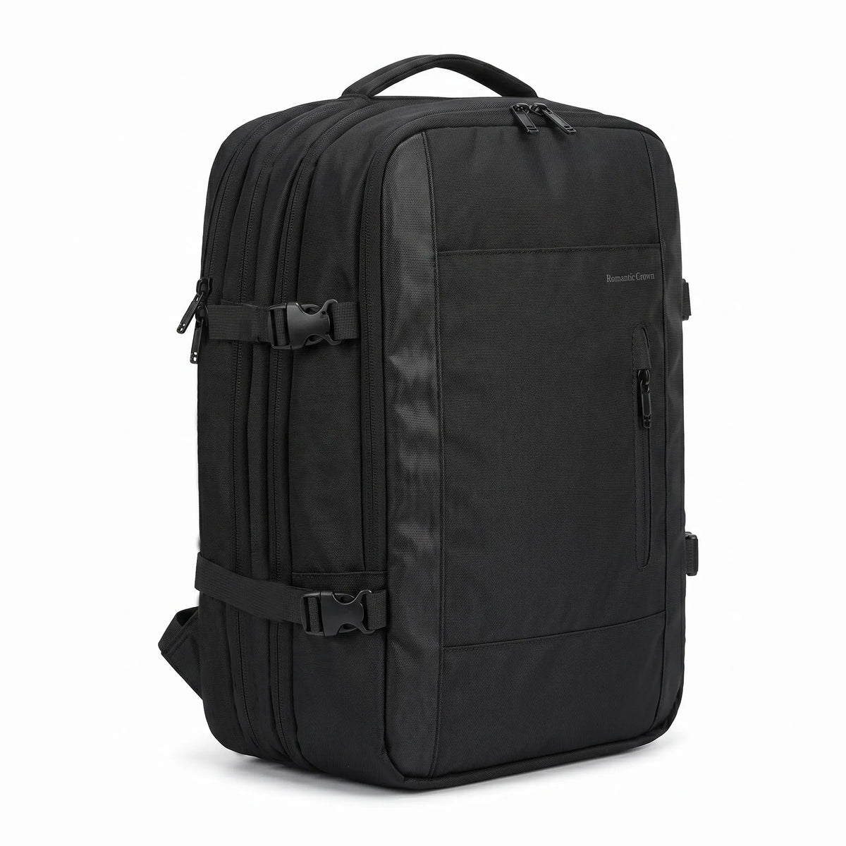 Black Romantic Crown Expandable Rucksack for Women,17.3 Inch Laptop Travel Carry‑On Backpack With USB Port Anti‑Theft Water‑Repellent Weekender Business Bag