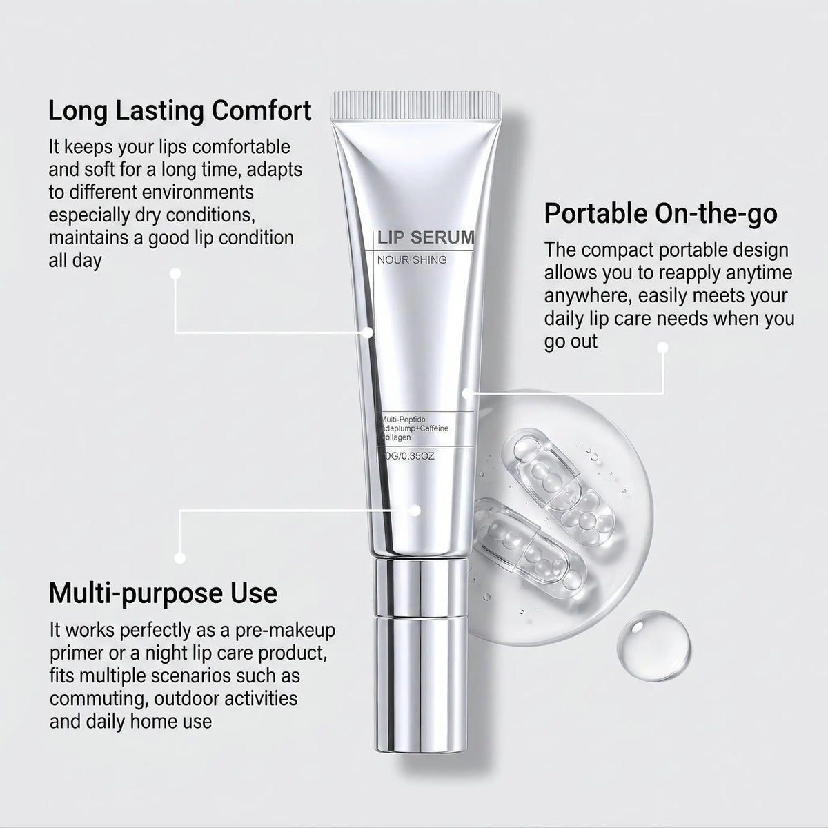 Moisturizing Lip Essence Peptide Lip Treatment Lips Balm Soothing Moisturizing Hydrating Dry Rough Lip Shine Volume Lip Gloss Light Tinted Lips Balm