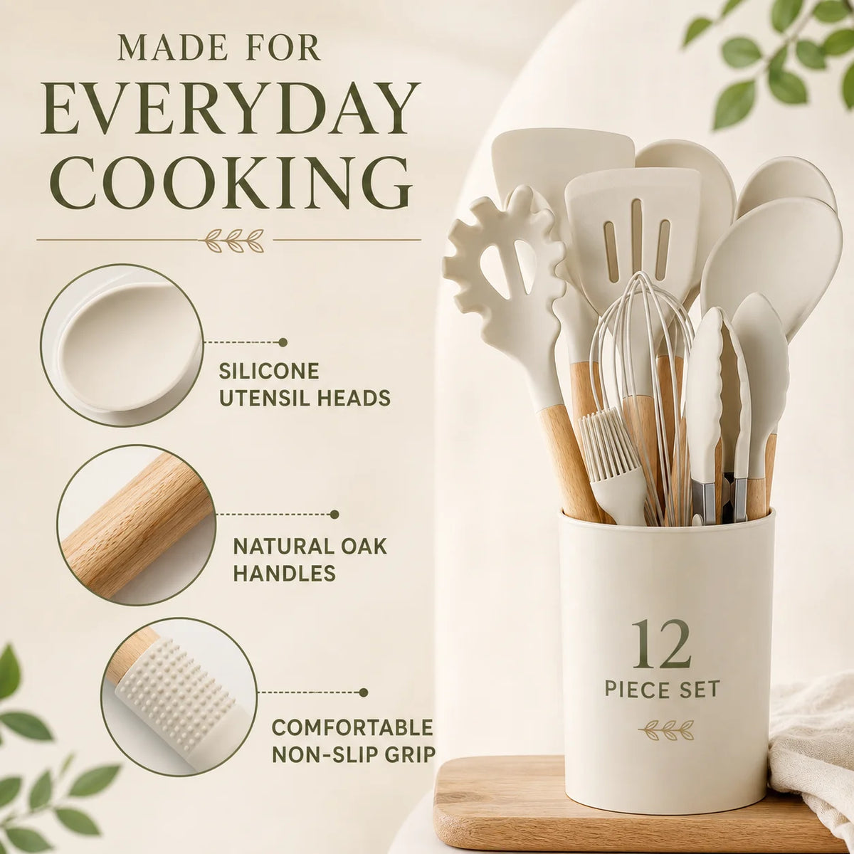 Silicone Cooking Utensils Set Heat Resistant BPA-Free Kitchen Utensil Set with Wooden Handle for Nonstick Cookware Best Choice 2026