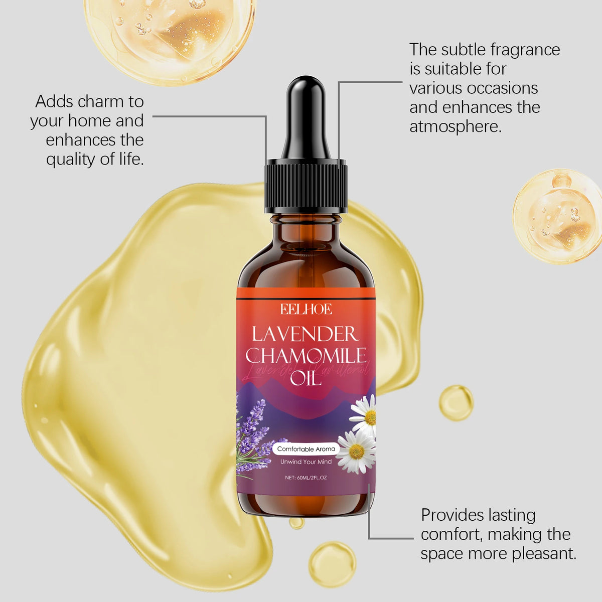 Lavender Chamomile Body Oil Deep Moisturizing Nourishing Skin Essence