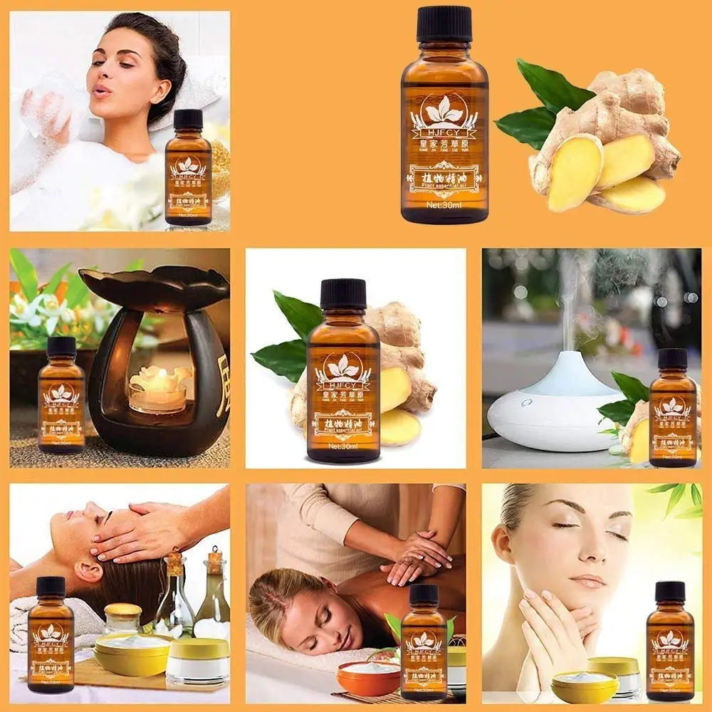 Natural Ginger Essential Oil For Lymphatic Drainage And Massage