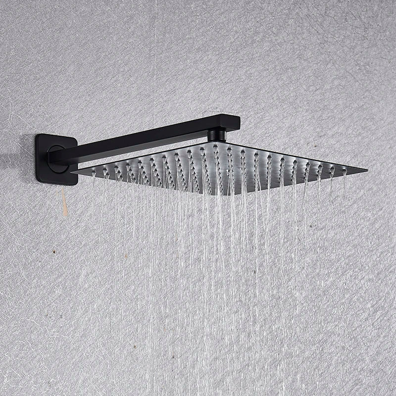 Shinesia Chrome Ultrathin Bath 8''10''12" Rainfall Shower Head with Shower Arm Stainless Steel Bathroom Accessory