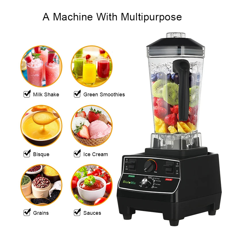 Biolomix Professional Smart Blender 2L Jar With Ice Crusher And Smoothie Function