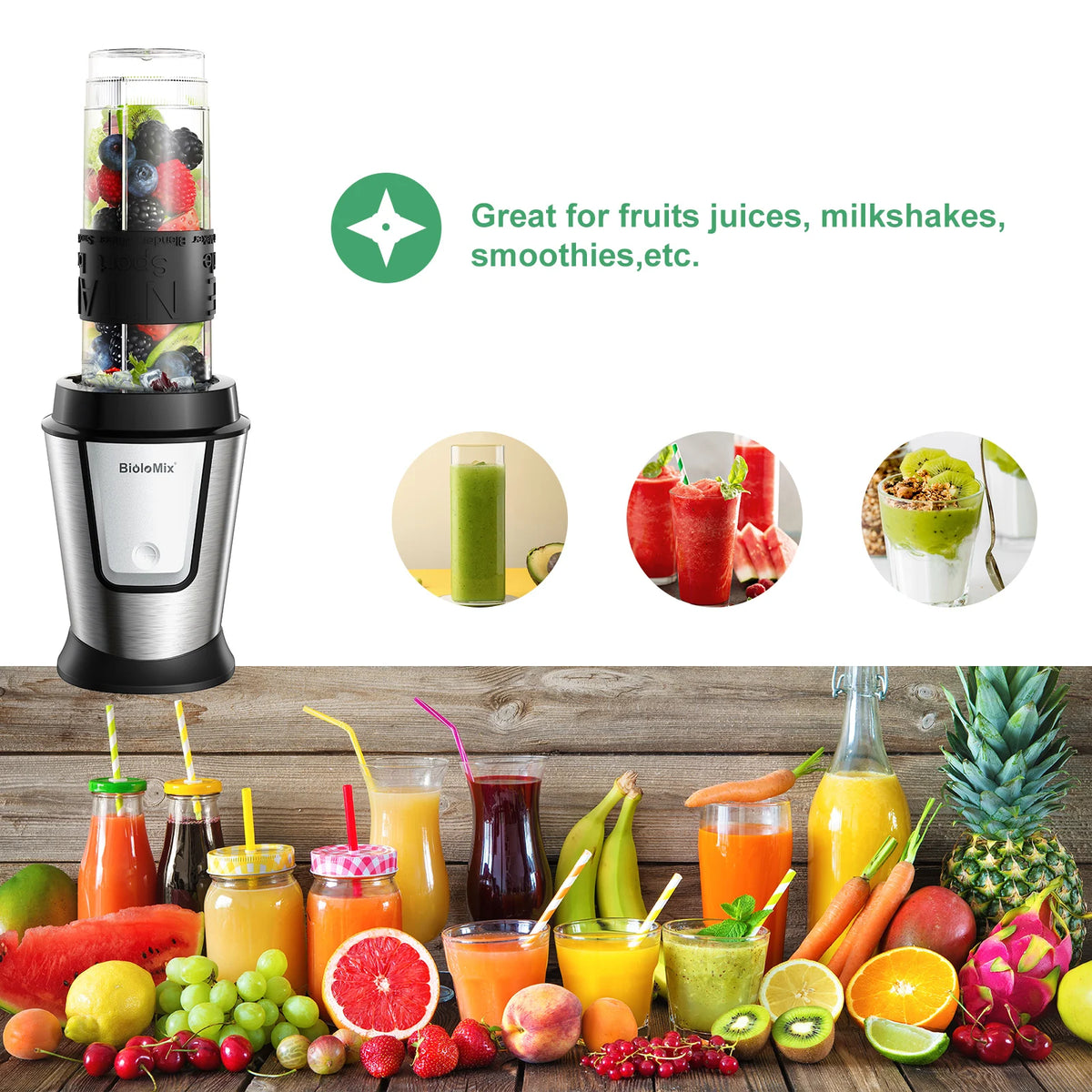 Biolomix 700W Multifunctional Portable Food Processor Blender