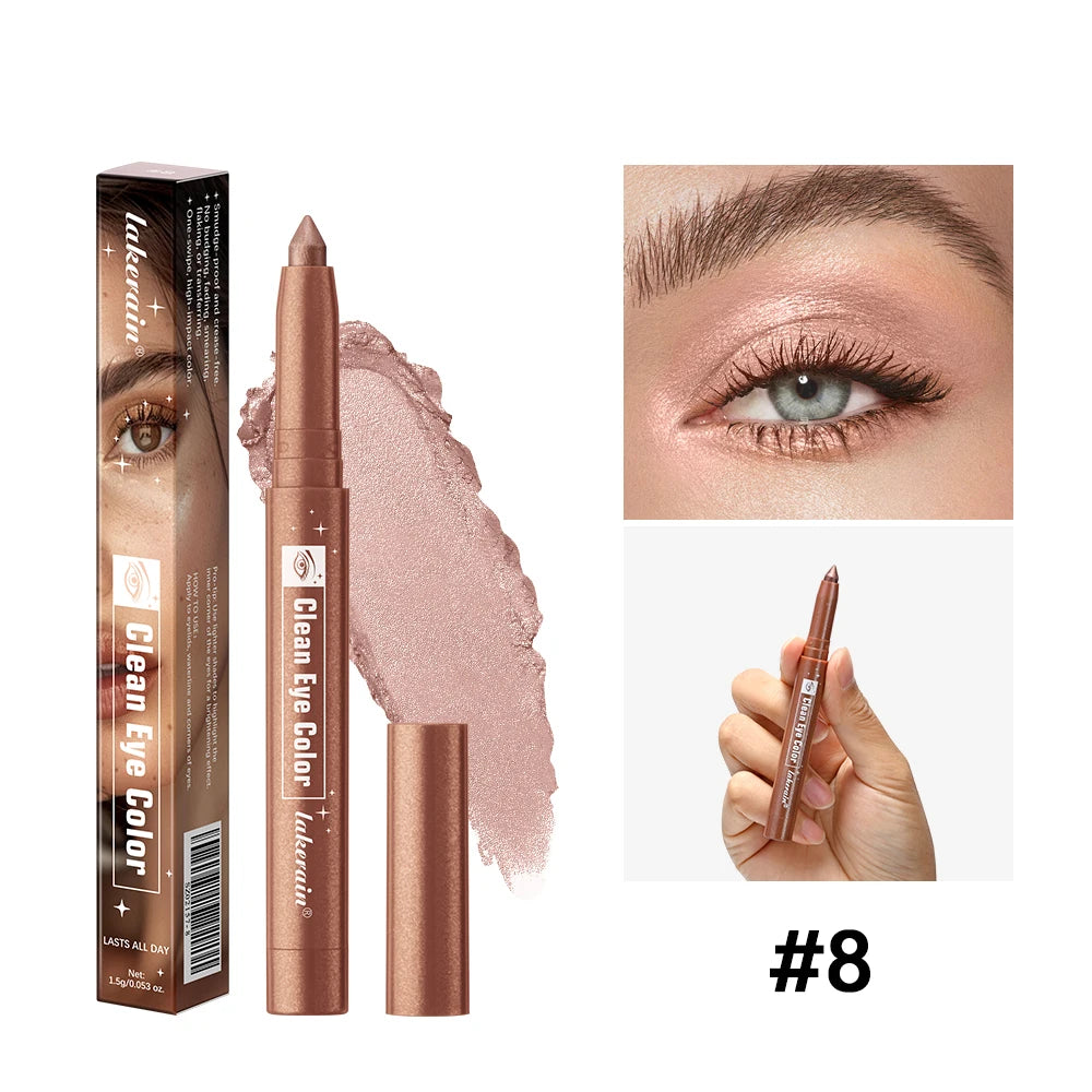 Shimmer Cream Eyeshadow Stick Waterproof Metallic Eye Shadow Crayon Blendable Long Lasting Glitter Eye Brightener Stick Daily Eye Makeup Cosmetic