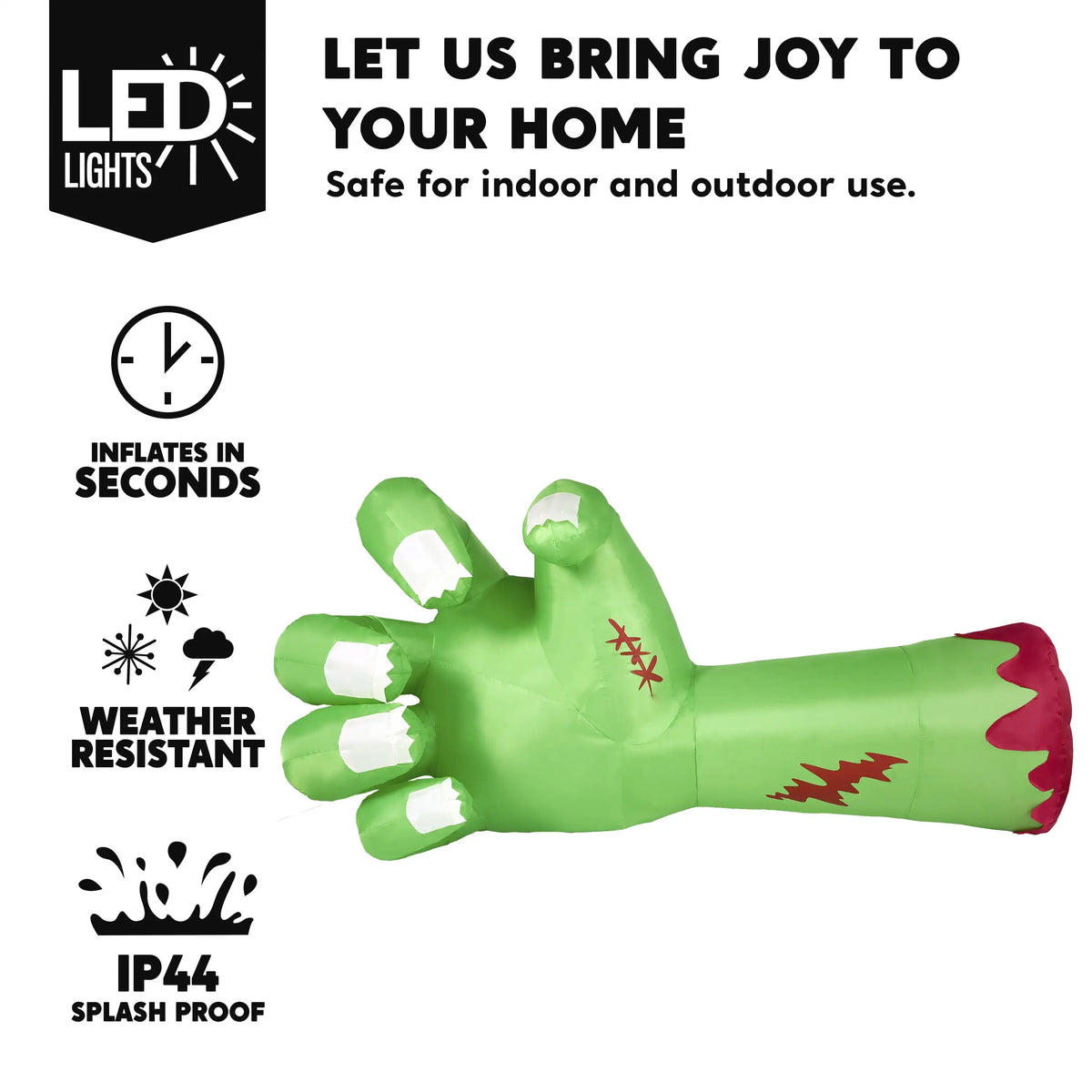 Joyfy Giant Zombie Arm Halloween Inflatable With Built In LEDs