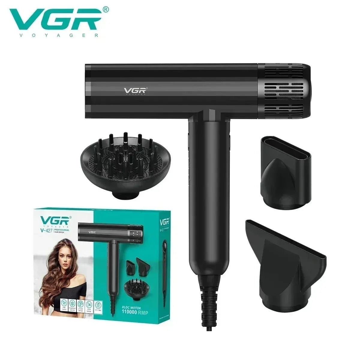 VGR Professional Hair Dryer With Negative Ion Brushless Motor
