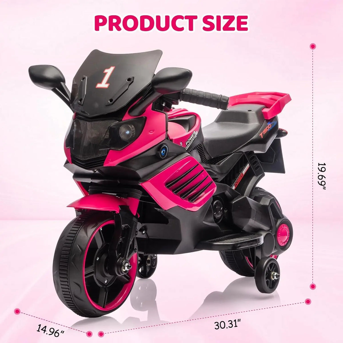 HiMISS Kids Electric Motorcycle With Training Wheels And Horn