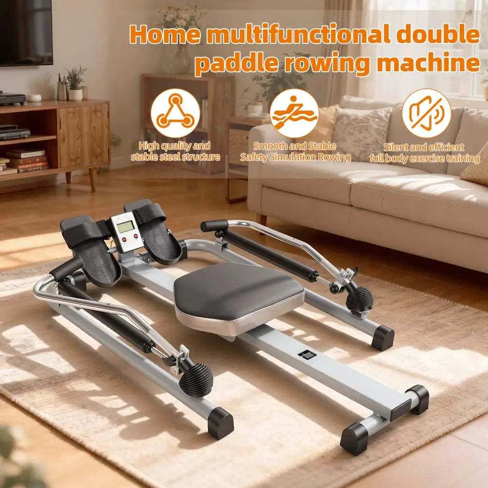 Home Rowing Machine, Hydraulic Rower with LCD Monitor, Adjustable Resistance up to 110LBS & Large Cushioned Seat, 265LBS Quiet R