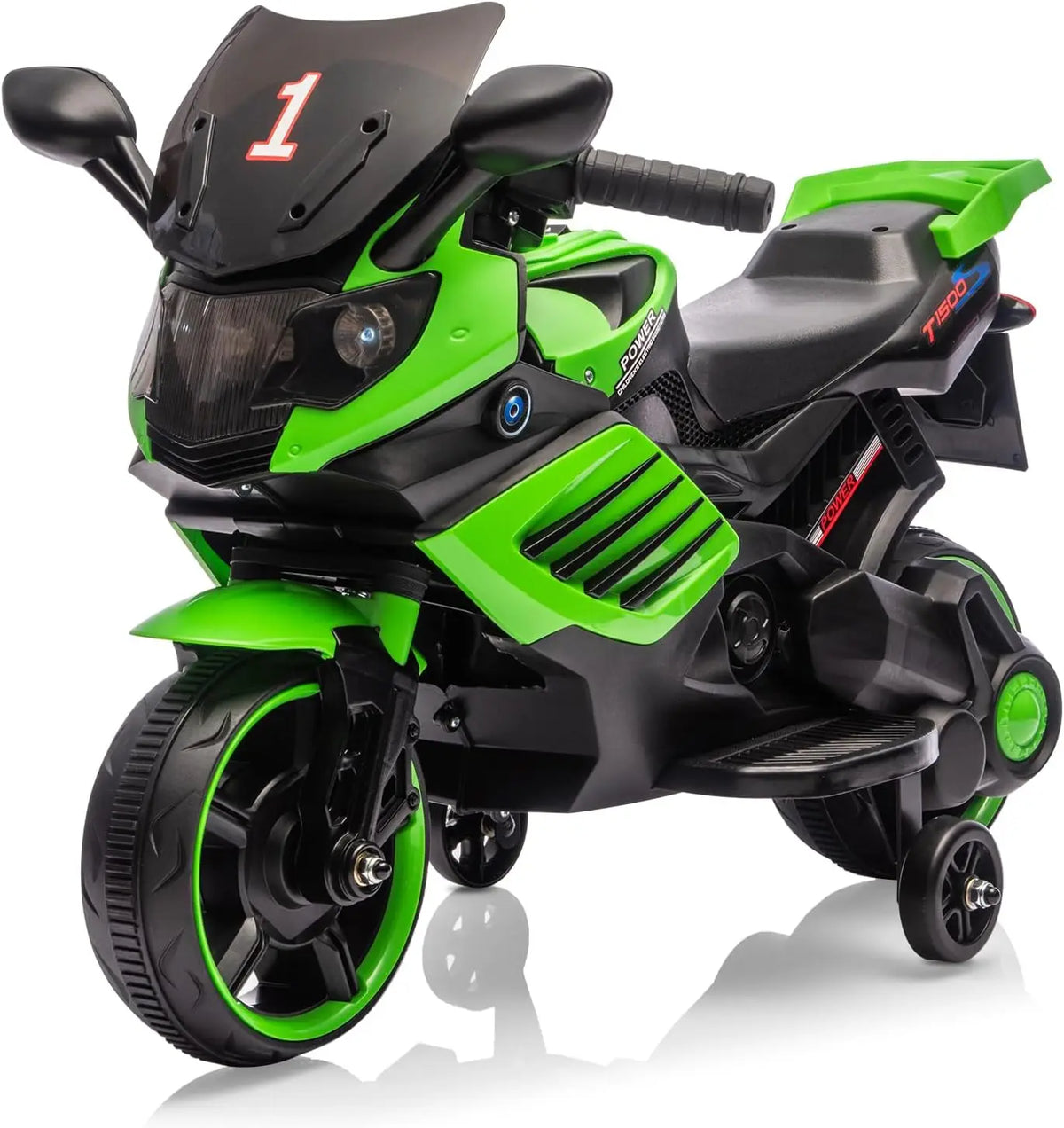 HiMISS Kids Electric Motorcycle With Training Wheels And Horn