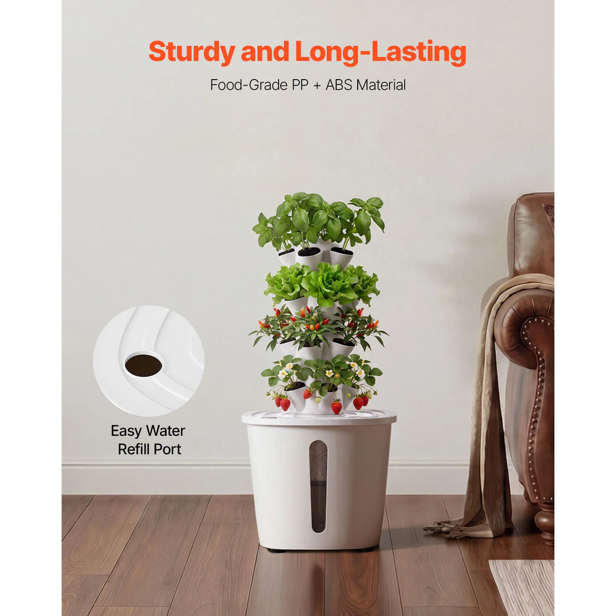 SucceBuy Hydroponic Tower 20/30/45/50 Pods 4/6/9/10 Tiers Hydroponics Growing System Kit with 20L Water Tank & Pump for Herbs