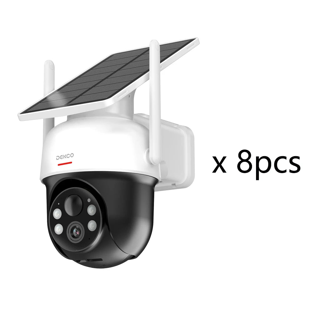 Dekco 2/4/6/8pcs Solar WiFi Camera 3MP 100% Wire-Free 5000mAh Battery Two-way Audio Security Camera Wireless PTZ CCTV Camera