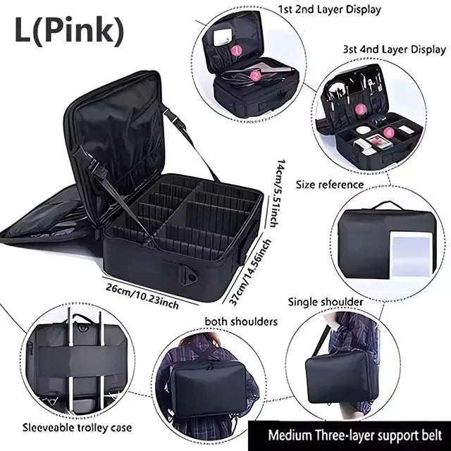 New Oxford Makeup Bag For Women Professional Large Capacity  Travel Cosmetic Case Waterproof Manicure Makeup Toolbox