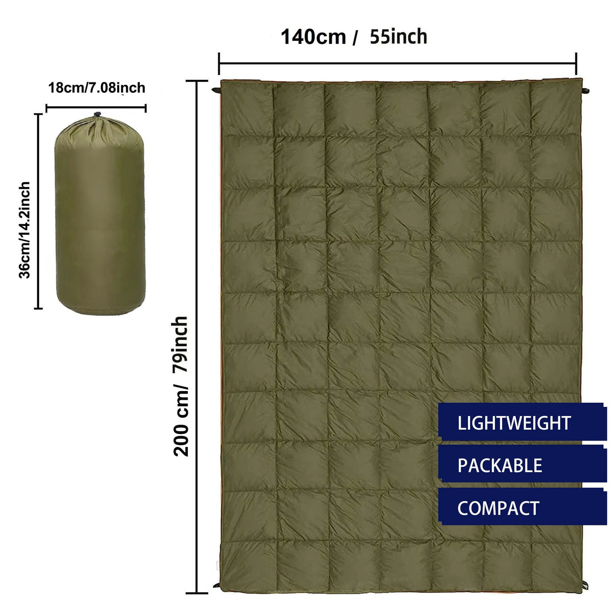 Lightweight Down Alternative Puffy Camping Blanket For Travel And Outdoors