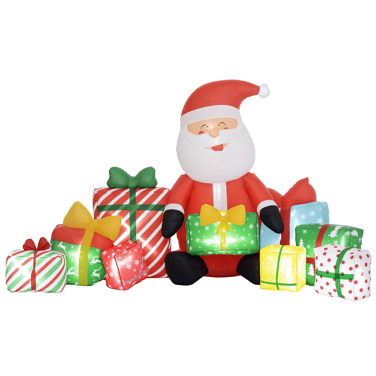 Christmas Inflatable Santa Claus Decoration With Gift Boxes And Lights
