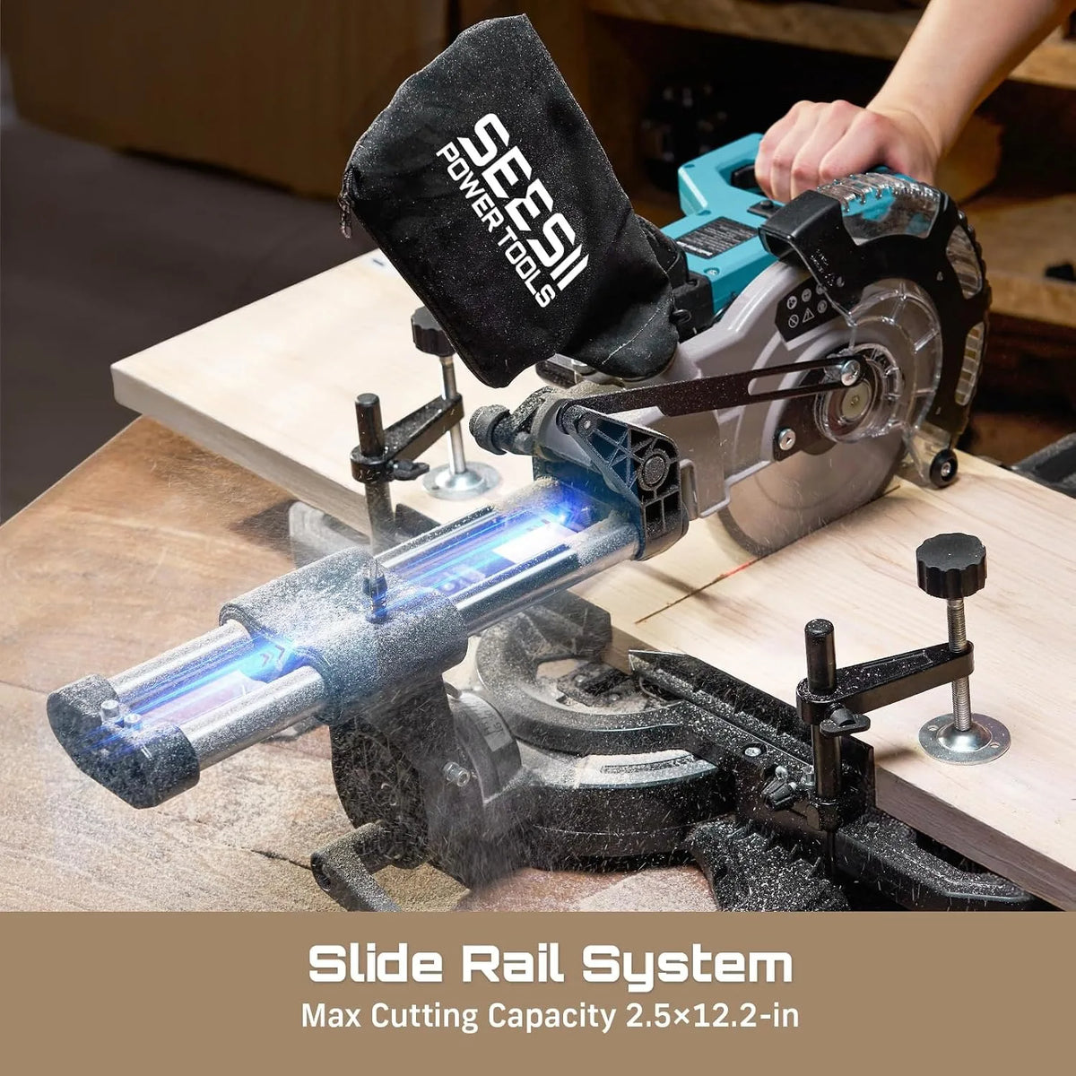 SEESII Cordless Sliding Compound Miter Saw With Laser Guide