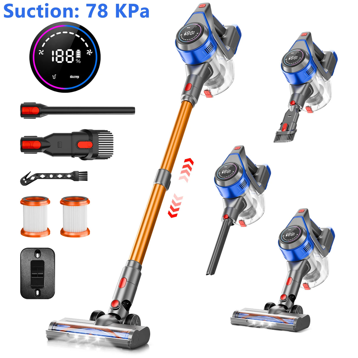 Honki Cordless Wet And Dry Vacuum Cleaner With LED Display